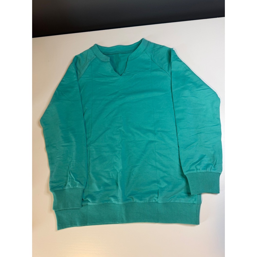 StunShow Turquoise Notched V-Neck Raglan Sleeve Sweatshirt Size S LN5W005 1 A